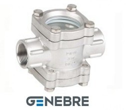 Inspection glass GENEBRE 2240 06, DN025, PN16, stainless steel case.AISI316 steel (CF8M), BP/BP, BSPT thread
