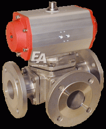 3-way ball valve DN100, PN16, L-thread stainless steel. steelst.1.4408/PTFE/FKM, ISO5211