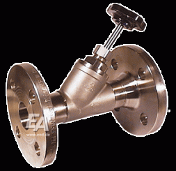 AE311009 Valve with inclined spindle DN80, PN16 stainless steel. steel 1.4408/PTFE length EN558-1 f/f