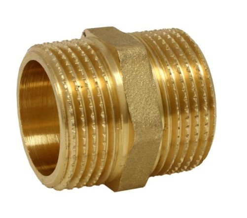 Nipple (run-off) Doppelnippel - zylindrisch, 1&amp;quot;, Messing blank