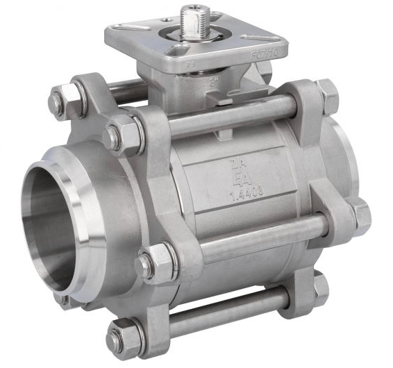 Ball valve DN65, PN64, 1.4408/PTFE-FKM for welding, ISO 5211, DIN3202-S13