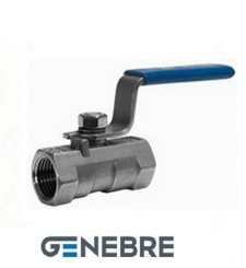 Standard-bore ball valve GENEBRE 2002 07 DN032 PN63, body-AISI316, ball-AISI316, ball seal - PTFE, BP/BP, lever handle, NPT thread