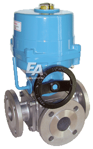 3-way ball valve DN65, PN16, L-thread stainless steel. steelst.1.4408/PTFE/FKM, ISO5211