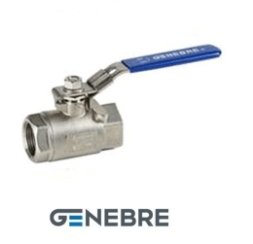 Standard-bore ball valve GENEBRE 2008 07 DN032 PN140, AISI316 /AISI316 /PTFE + 15% GF, BP/BP, two-piece, lever handle, BSPT thread