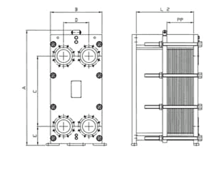 Collapsible plate heat exchanger Funke FP 206-33-4-E