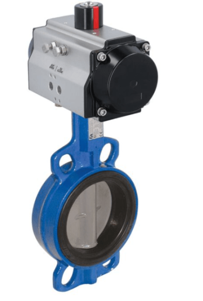 Absperrklappe disc shutter-WA, DN200, mit Antrieb-OD, DW125, GGG-40/Edelstahl/NBR, doppeltwirkend