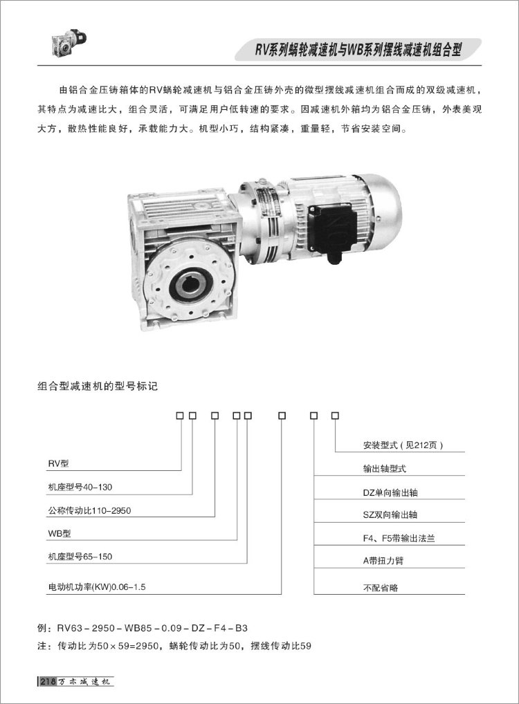 WB100+RV88 gear motor i=90 750F