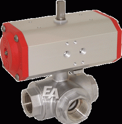 Ball valve-TN, 1&quot;, with drive-NE05 Ms./PTFE-FKM, L-thread, 24V DC, time. crab. ca. 8sec