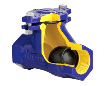 Non-return ball valve ZETKAMA 401D-040-C55, DN040, PN16, body - cast iron GJS-500-7 (GGG50), ball -carbon steel, ball coating - NBR, BP/BP, BSPT thread
