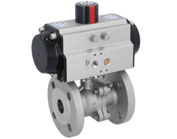 Ball valve ball valve-MP, DN25, mit Antriebt-OE, EW65, stainless steel 1.4408, PTFE-FKM, spring resetting