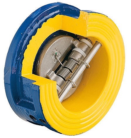 Клапан обратный двухстворчатый ZETKAMA 407A-125-C54, DN125, PN16, чугун GJL-250 (GG25), нерж. сталь AISI304 (CF8), EPDM, М/Ф